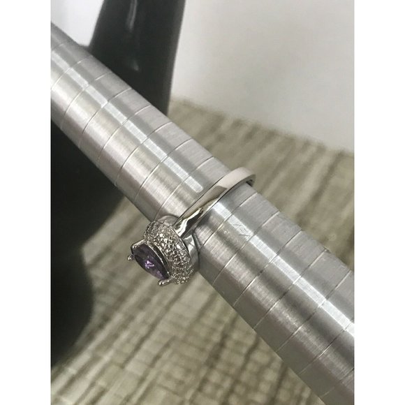 JS Lab Created Purple Stone Size 7 Rhodium Plated PRETTY - Picture 3 of 4